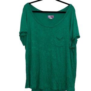 Trinology Womens Green Short Sleeve Pocket Top 3X Rayon/Spandex